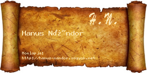Hanus Nándor névjegykártya